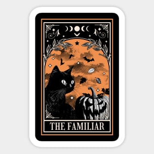 Black Cat Tarot Card - Witch Familiar Witchcraft Halloween Sticker